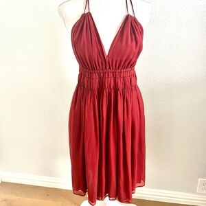 Vintage Elegant Rust Halter Dress